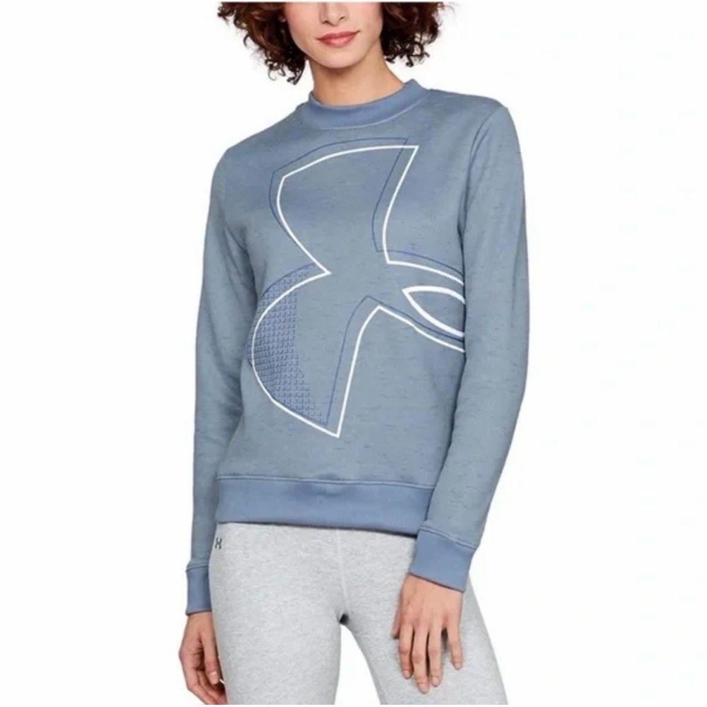 Under Armour Rival Fleece Logo Crewneck Sweatshirt Blue Women's Large